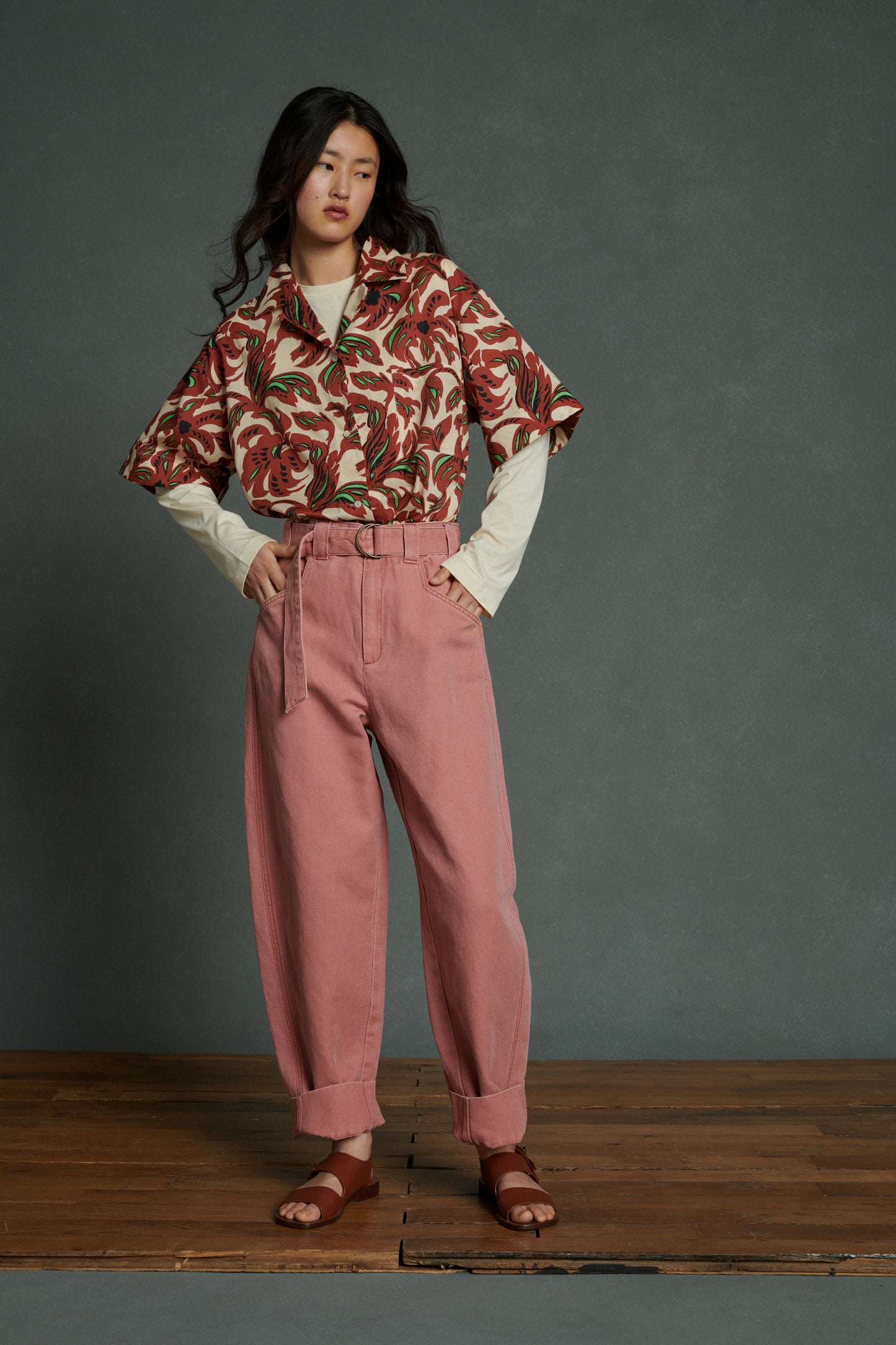 Chemise Alexandre - Terre Battue/Vert - Coton - Femme