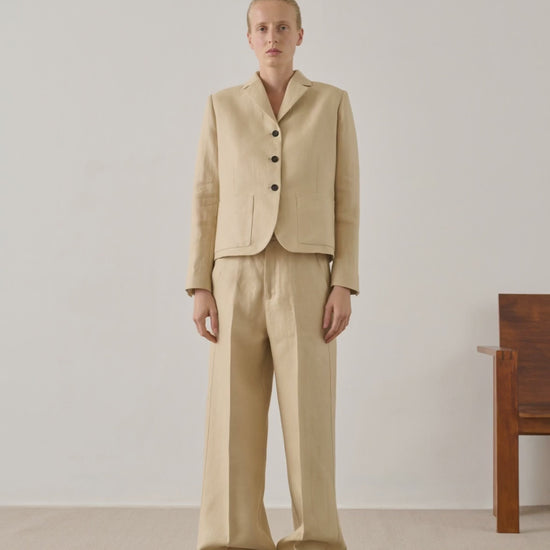 Pantalon Hippolyte - Beige Poudre - Lin - Femme